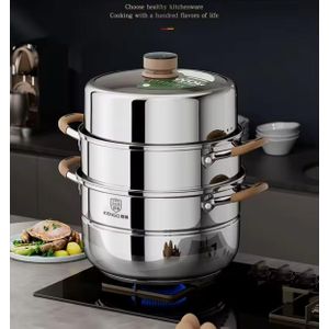 30Cm Stainless Steel Food Steamer With A Timer, Sliver Color.