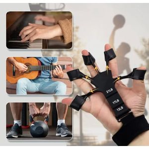 Finger Strengthener, Hand Strengthener Finger Exerciser Stretcher,Finger Exerciser & Hand Strengthener, Extension Exerciser Gripper Band for Wrist Training, black/Grey
