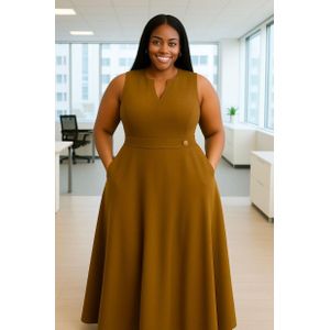 Ladies Classic Free Casual Dress - mustard yellow.