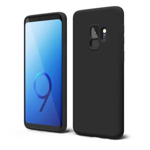 Samsung Galaxy S9 Phone Case Liquid Silicone Bumper, Cute Thin Slim Soft Rubber TPU Plain Smooth Gel Cover for Women Girl Aesthetic, Matte Solid Protective & Shockproof, Black