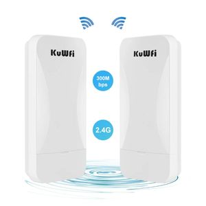 Kuwfi WB2F01 Outdoor Wireless Bridge Kit 1–3KM Point-to-Point Internet Extender 2.4G/5.8G IP65 Waterproof- White