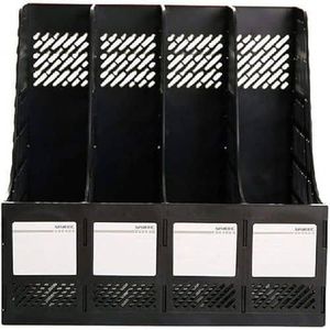 Desk Magazine Holder File Organizer 4 Compartment Plastic File Holder File Dividers Folder Rack Sorter Document Cabinet Display Storage Organizer Box for Home Office School