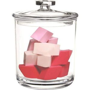 Versatile Clear Vanity Canister with Matching Lid - Clear