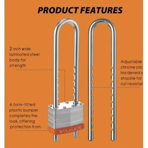 Keyed Long Padlock 1. 5-inch Solid Removable and Adjustable Length Latch for Bicycle Lock Cabinets and Gates