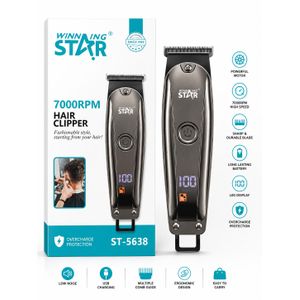 Winningstar Winning Star ST-5638 Professional Hair Clipper 7000RPM – Rechargeable Electric Trimmer with LED Display & Overcharge Protection