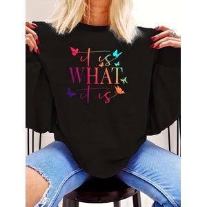 “It Is What It Is” Relaxed Mindset Statement Sweatshirt , Unisex Casual Crewneck