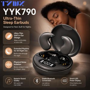 TYNIX YYK790 Wireless Sleep Earbuds, Bluetooth Earphones with Intelligent Noise Cancellation, LED Digital Display, Comfortable Mini Earbuds for Side Sleepers, Long Battery Life