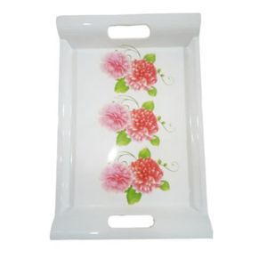 Melamine Tray For Serving Flower May Vary-White