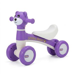 Little Bear 4-Wheel Baby Balance Bike & Push Walker - Purple