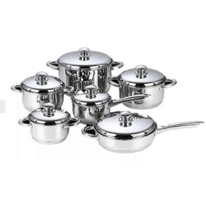 12 Piece Premium Kitchen Cookware Set Ply Aluminum Core - Pots And Pans Set Cooking Set - With Lid -Silver