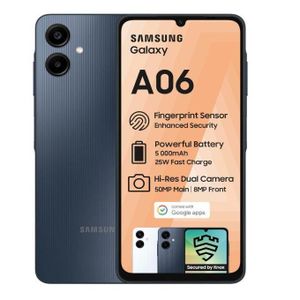 Samsung Galaxy A06 - 6.7", 4GB RAM + 64GB ROM, 50MP Camera, 5000mAh - Black