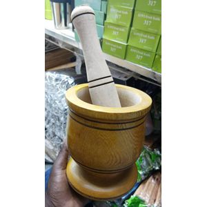 wooden mortar and pestle set,
