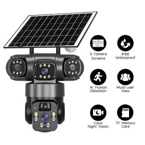  3 Lens V380 4G Solar Camera Wifi/4G Solar-Powered Security Camera 
