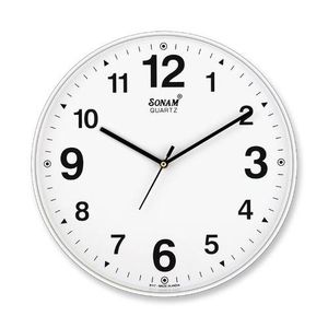 SONAM SONAM' Round Office Wall Clock - White, Gold