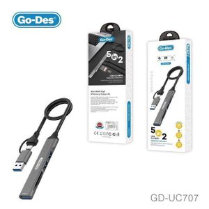 Go-Des Universal 5 in 2 High Speed 7 Ports USB 3.0 HUB USB 2.0 Type C Hub Cable Adapter Docking Station for Laptop PC