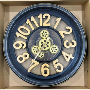 Vintage Industrial Moving Gear Wall Clock - Black & Gold 3D