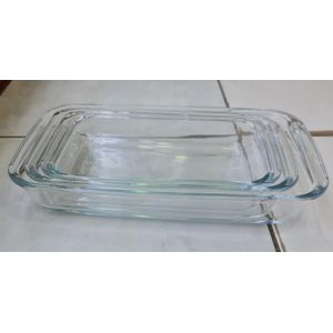 3pcs Of 2.2L, 1.6L & 1L Glass Baking Tray Set - Clear
