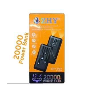 ZHY Power Bank 20000mah Ultra High Capacity with inbuilt cables (Type-C, Micro, Lightening and USB)Fast Charging PowerBank, Black