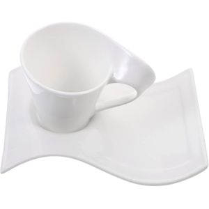6 Cups & 6 Saucers Vintage Ceramic Set Of Cups & Saucers - White