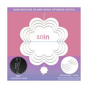 6Pcs Sublimation Wind Spinner Blanks 3D Wind Spinners Hanging Wind Spinners  for Outdoor Garden Decoration C-8 Inch 