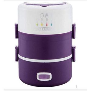 3 Layer 2 Litres Portable Food Electric Lunch Box Storage Flask -Purple