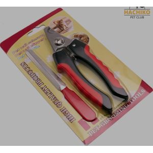 Pet Nail Clipper Kit, featuring stainless steel blades for precise cutting and an included nail file for smoothing sharp edges after trimming. 