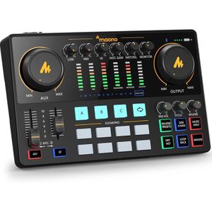MAONO PD400X Audio Interface, MaonoCaster 10-Channel Podcast mixer Microphone USB/XLR Dynamic Microphone with Pro-preamp, 48V Phantom Power, Bluetooth, 11 Customize sound pads for Recording, Streaming, Youtube, TikTok, PC, Guitar 