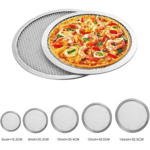 Non Stick Pizza Screen Pan Baking Tray Metal Net New Seamless Aluminium Mesh Pizza Net Tray Bakeware Kitchen Tools Pizza Plate Pan  Easy Demoulding Odorless for Oven