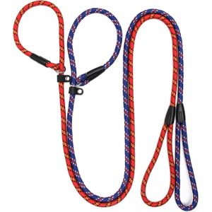 2pcs Chain Pet Traction Rope Medium-Sized Dog Walking Rope Pet Supplies Out Safety Traction Rope - Blue, Red