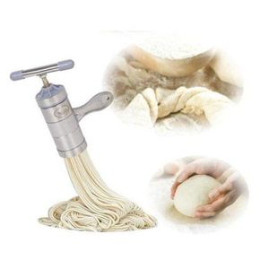 Kitchen Steel Noodle Maker Manual Spaghetti Pasta Press Machine- Silver