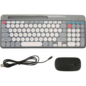 Retro Keyboard Mouse Set 2.4G Keyboard Mouse Set for Office Home (Black)