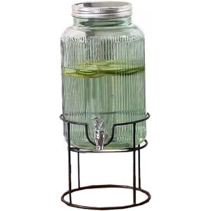 6 Liters Water Juice Beverage Glass Dispenser With Stand And Tap-Transparent
