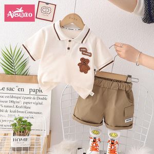 Arsuxeo Boys' Cotton Polo Suit - White T-Shirt & Shorts Set, 1-4T Summer Outfit