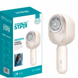 Winning Star Cordless Fabric Shaver / Lint Remover that effectively clips away fuzz, pills, and lint to restore the look of sweaters, bedding, and upholstery