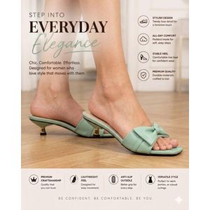 Golden Kello Original Leather chic mustard green women's slide sandals