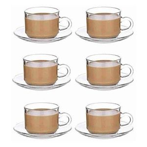 6 Pieces Of Cups And 6 Saucers -Colourless.