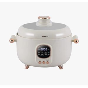 4 Litre Desktop Integrated Duck Fast Electric Pressure Cooker - Multi-Functional Rice Cooker Hot Pot  With Three Compartment and Chafing Dish Capabilities- Cream