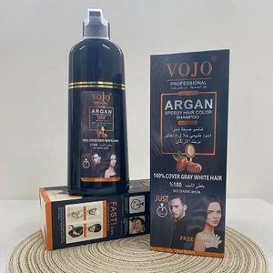 Vojo Black Hair Dye Shampoo for Gray Hair, 100% Grey Coverage, Herbal Ingredients