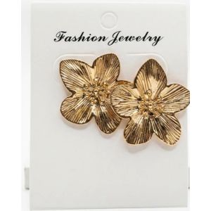 Gold-Tone Textured Round Statement Stud Earrings for Ladies