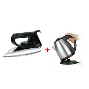 Saachi Bundle Of Quality Flat Iron &  Electric Kettle 2L- Silver