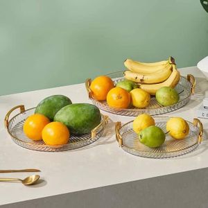3 Pieces Of Round Food Tray Fruit Tea Table Serving Tray Home Desktop Storage Organizer for Hotel Storage Platters