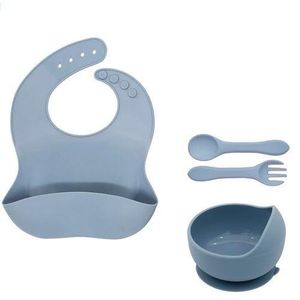 Four-piece set of food-grade silicone tableware for children to train independent eating
