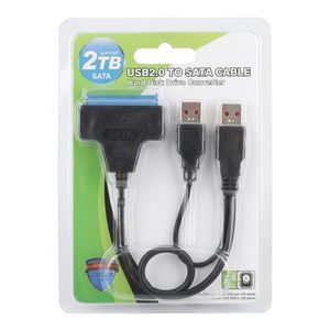 USB 2.0 to SATA converter cable designed to connect 2.5-inch hard drives or solid-state drives (SSDs) to a computer.