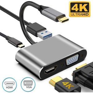 Hdtv 4 in 1 USB Type C to Hub 4K HDMI+VGA+Type-C+USB Port Display Adapter Splitter Box