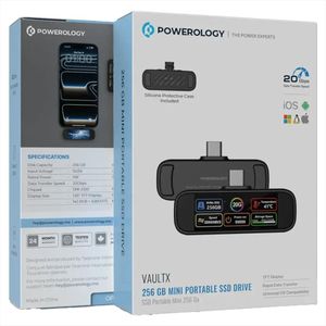 Powerology  VaultX Mini Portable SSD Drive 512GB  – Black