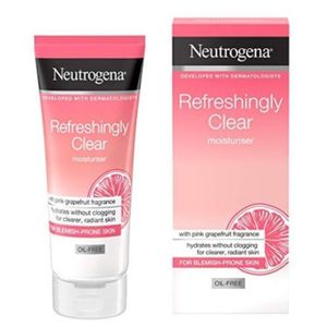 Neutrogena Refreshingly Clear Daily Exfoliator Oil Free Moisturizer with pink grapefruit Fragnance