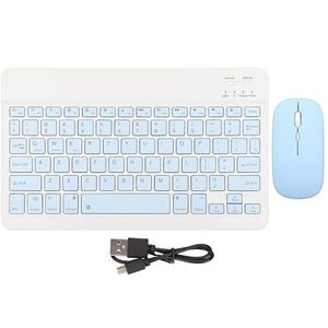 10 Inch Portable Wireless Rechargeable Mini  Keyboard & Mouse Combos For Windows OS Laptops - Blue