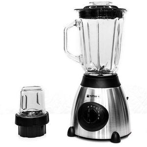 Hoffmans 1.5L Juice Blender 2 In 1 Glass With Mill Grater - Silver
