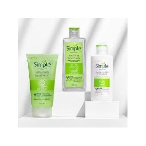 Simple Refreshing Facial Wash, Soothing Toner & Replenishing Moisturiser (150ml +200ml +125ml)