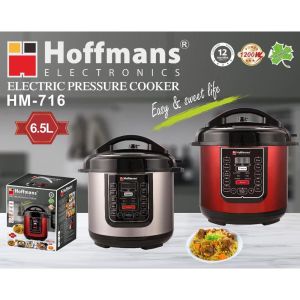 Hoffmans Electric Pressure Cooker 6.5L Fast Cooking - Silver